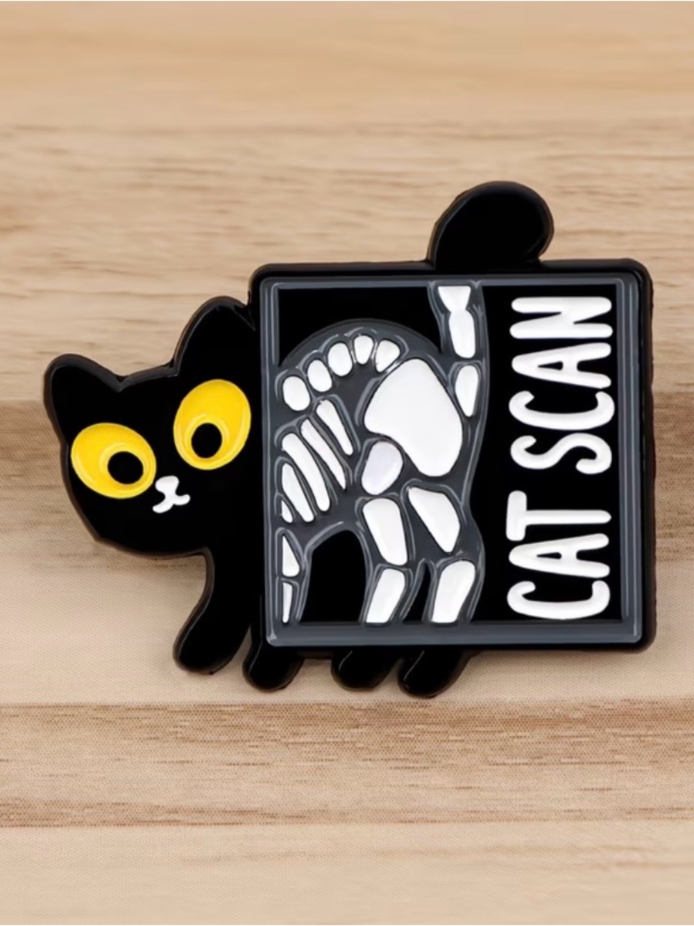 Black Cat Scan Enamel Pin - 'Cat Scan' - Picture 1 of 4